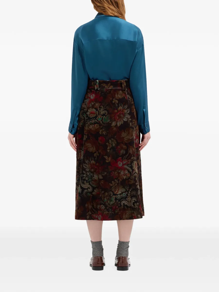 floral-print corduroy skirt 4