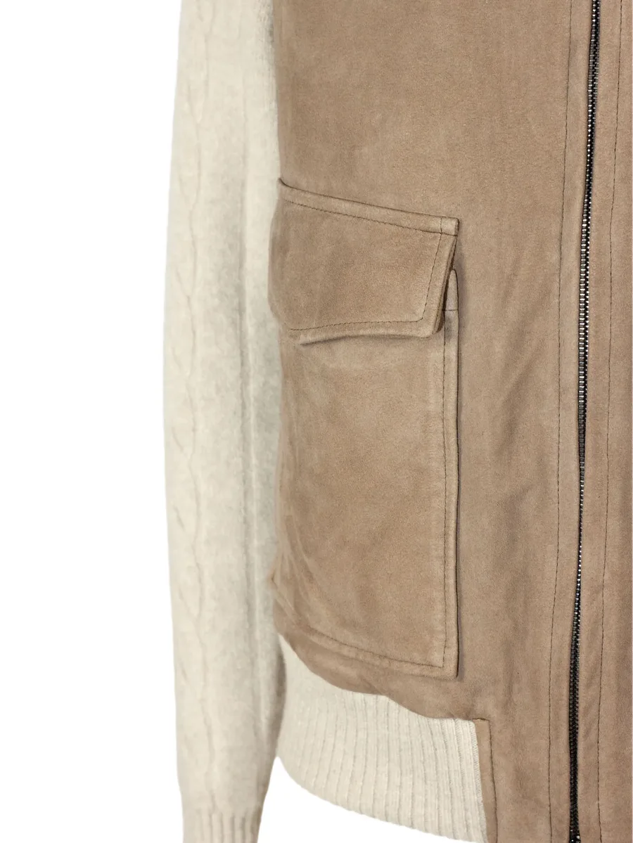 Arena cable-knit suede jacket 3