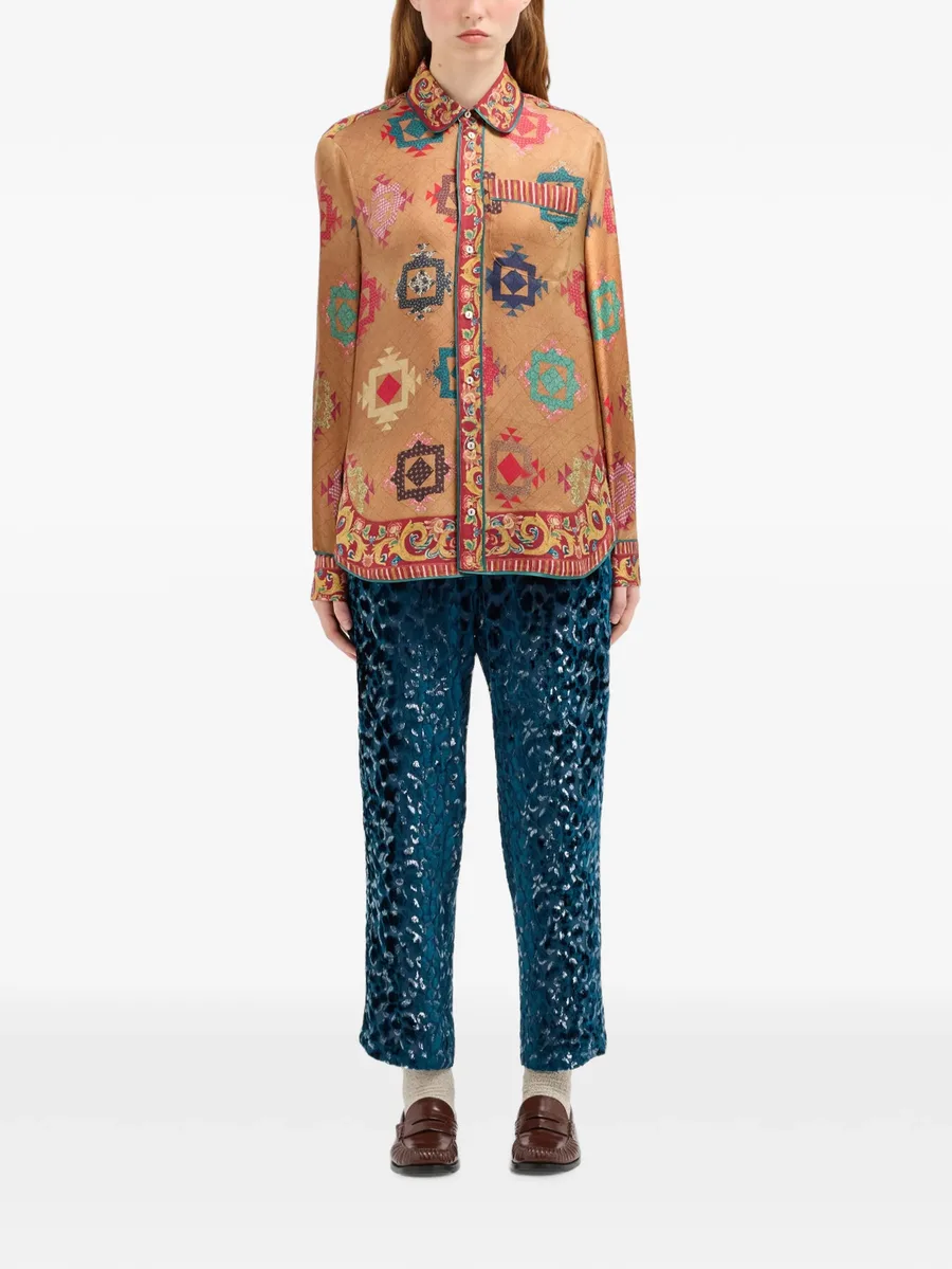 Aloe geometric-print silk shirt 2