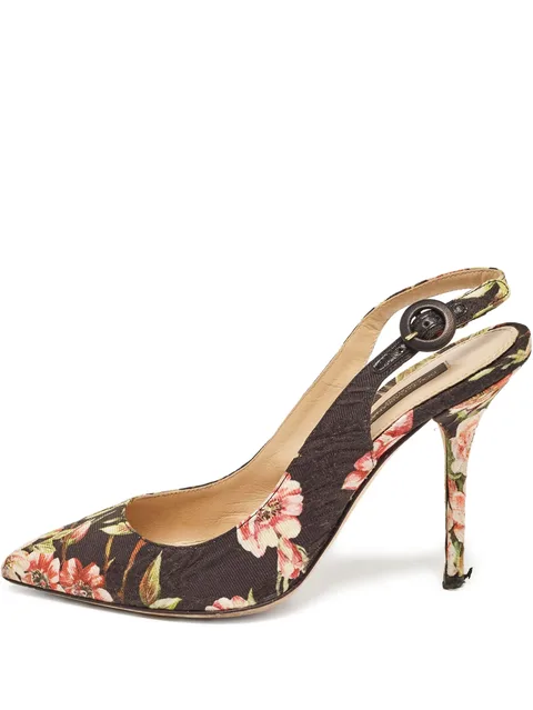 110mm floral-print slingback pumps