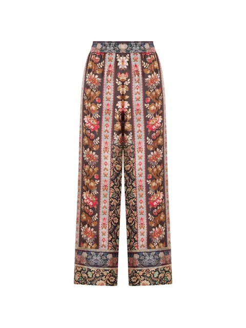 Aloe floral-print silk palazzo pants