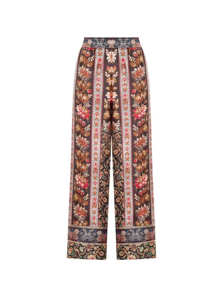 Aloe floral-print silk palazzo pants 1
