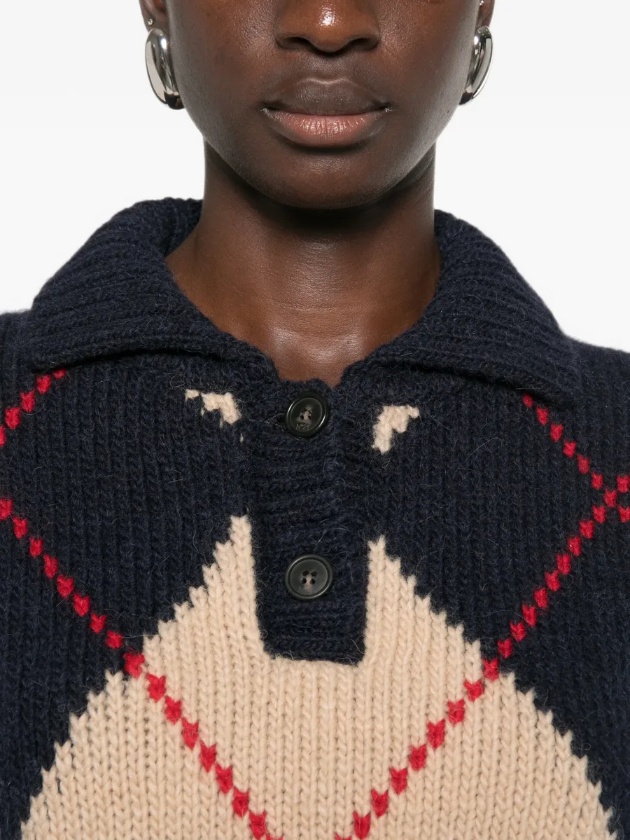 argyle-knit cropped sweater 5