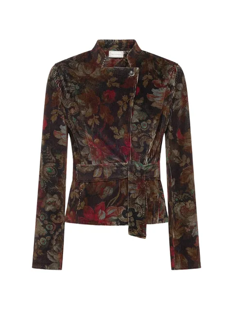 Gridox floral-print belted jacket