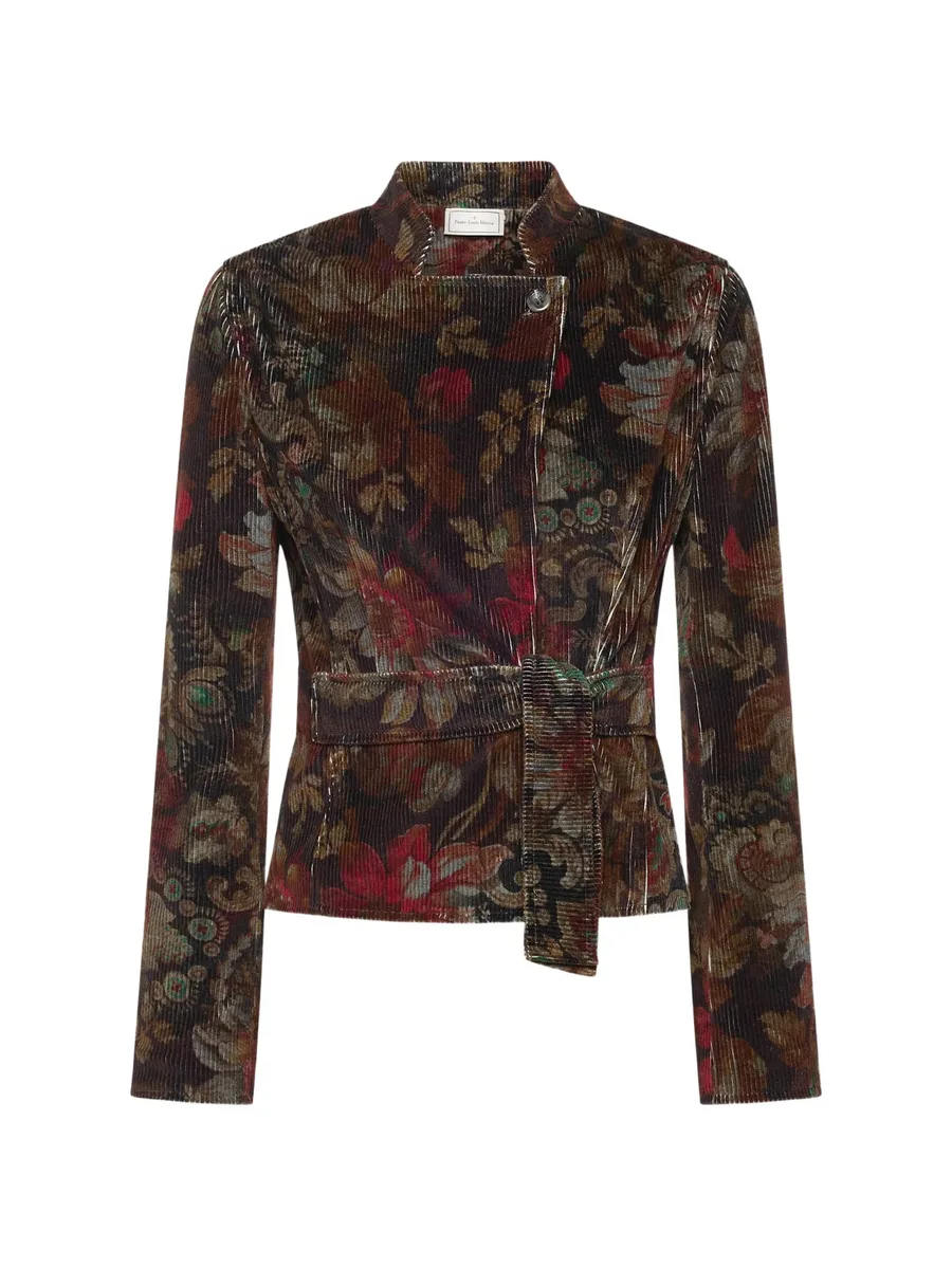 Gridox floral-print belted jacket 1