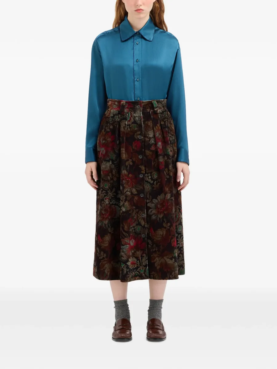 floral-print corduroy skirt 3