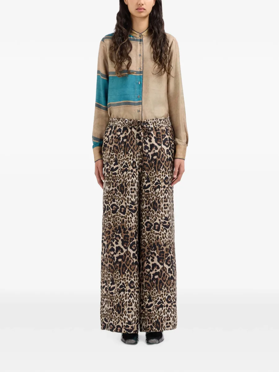 Aloe leopard-print silk palazzo pants 2