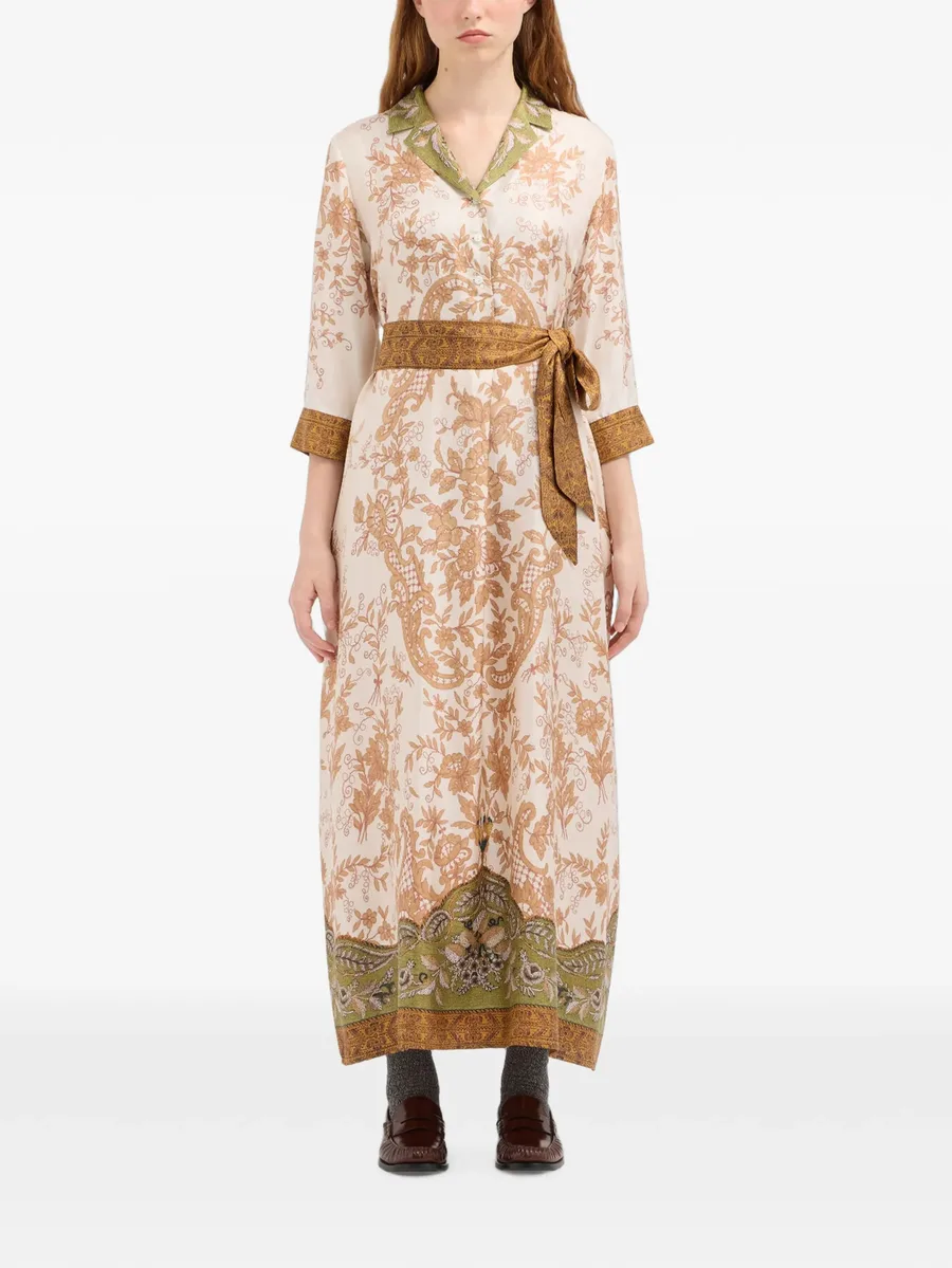 Aloe floral-print silk maxi shirt dress 2