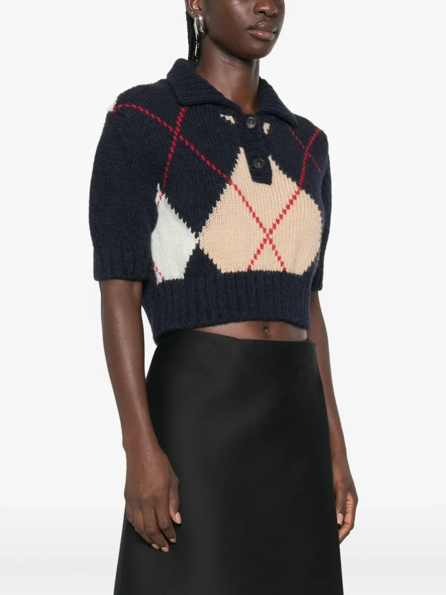 argyle-knit cropped sweater 3
