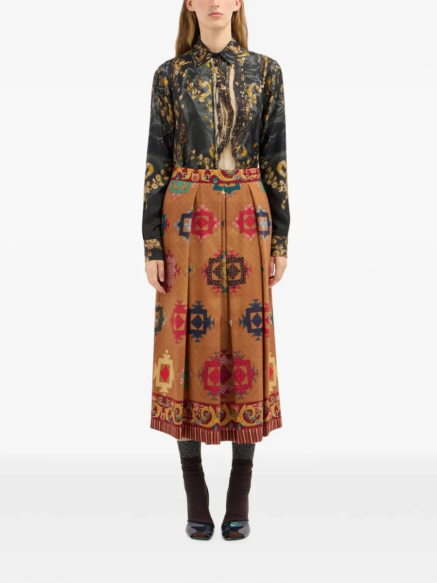Beatex geometric-motif pleated midi skirt 2