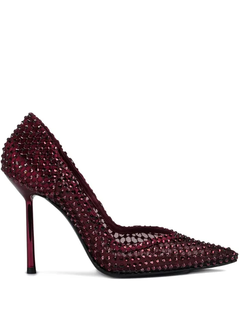100mm Gilda crystal-embellished mesh pumps