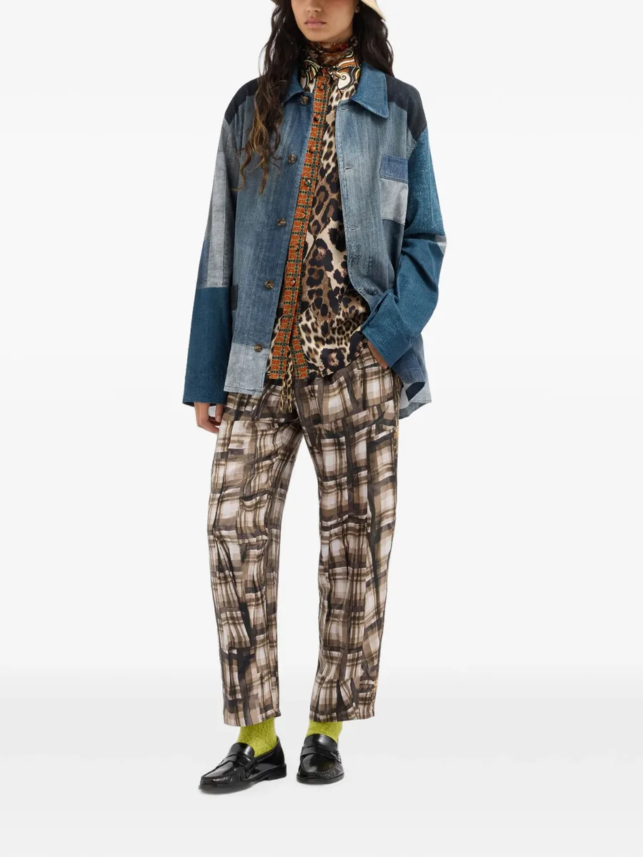 Aloe abstract-check silk trousers 2