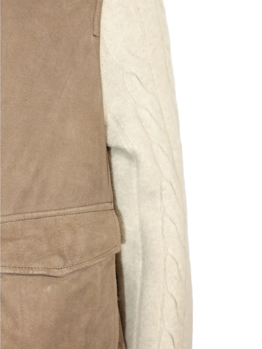 Arena cable-knit suede jacket 4
