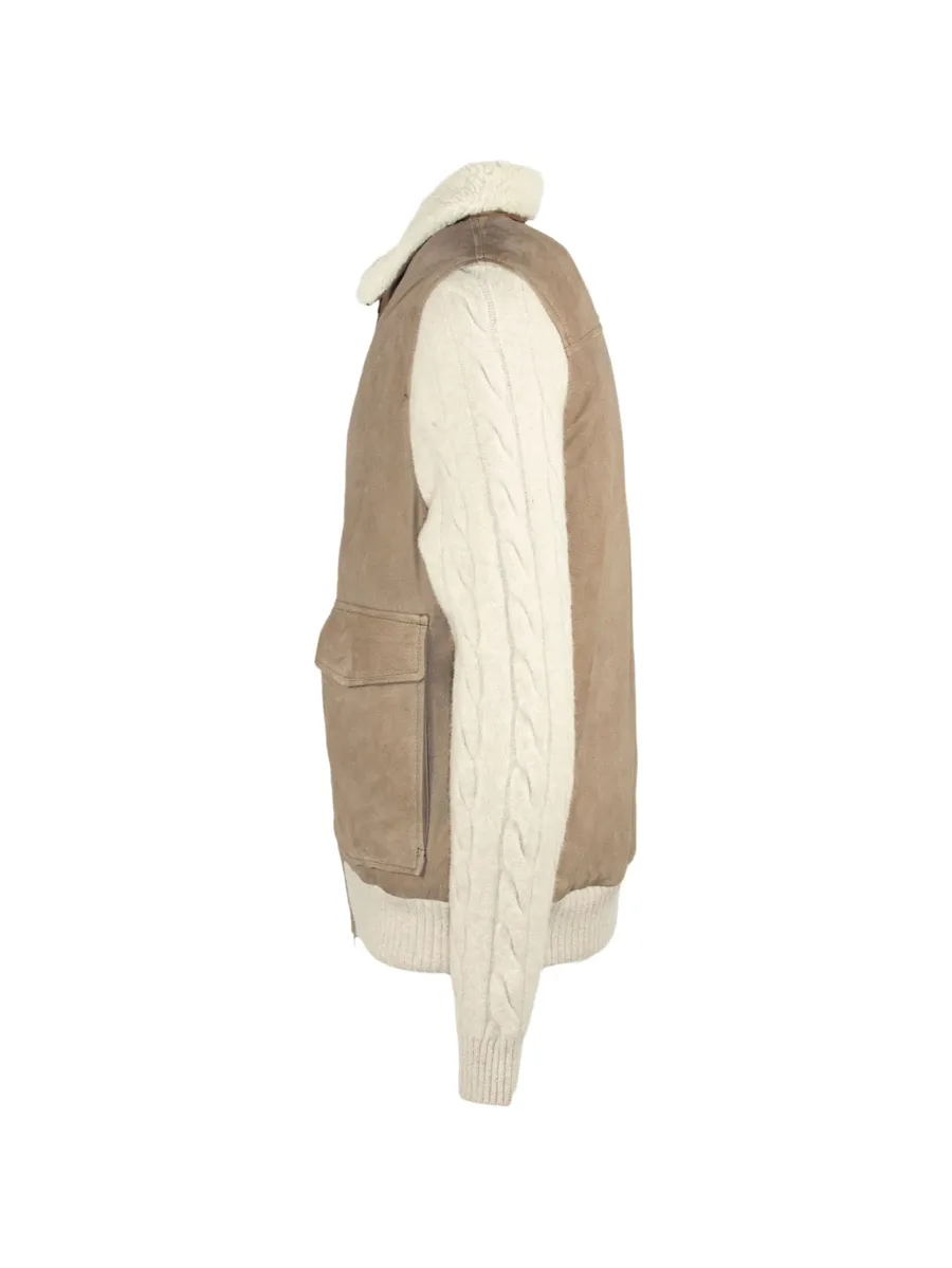 Arena cable-knit suede jacket 5