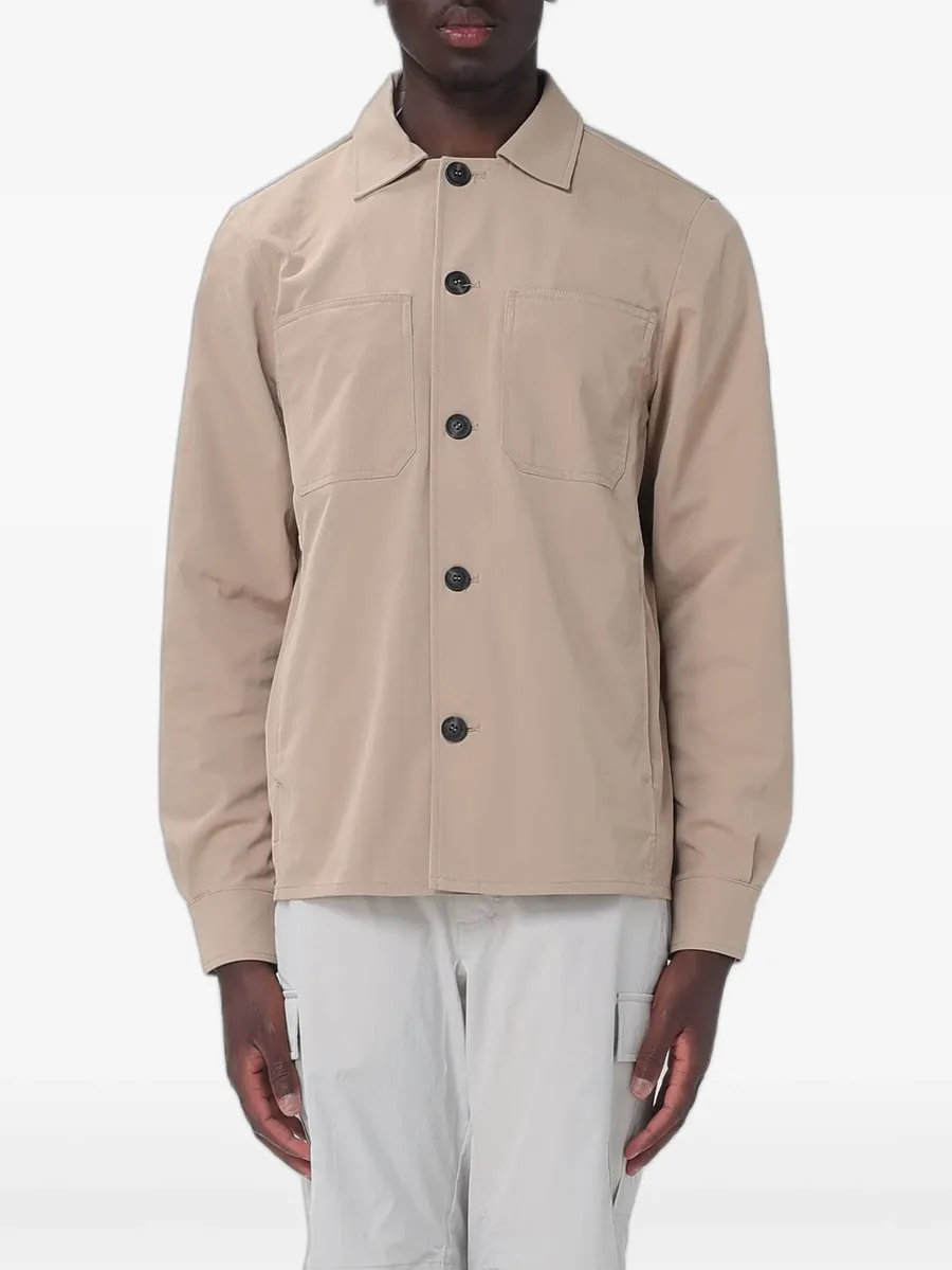 Basil logo-patch button-up jacket 1