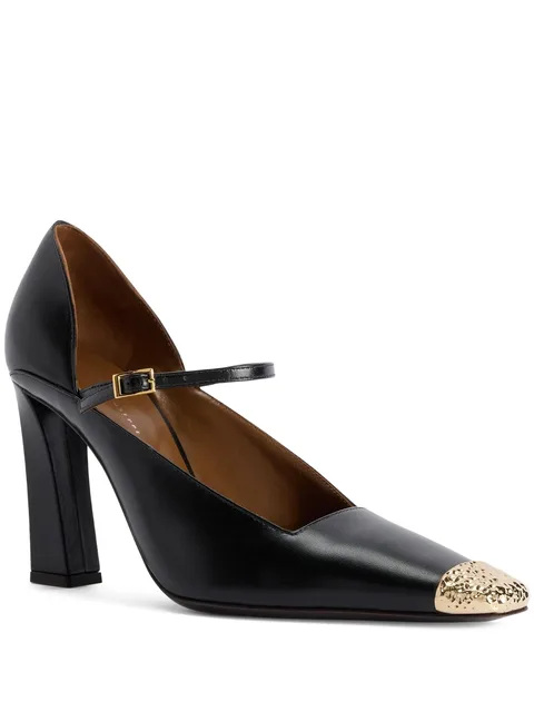 leather heeled pumps