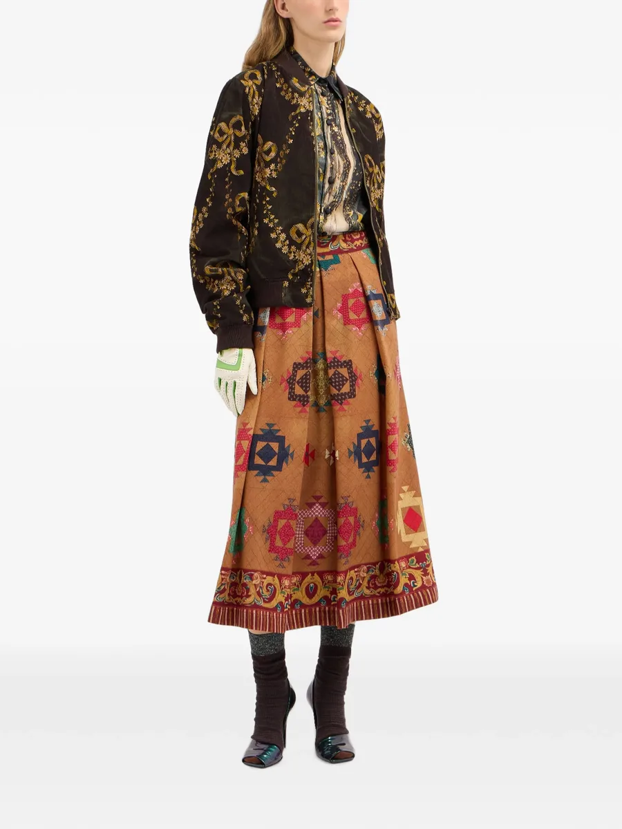 Beatex geometric-motif pleated midi skirt 3