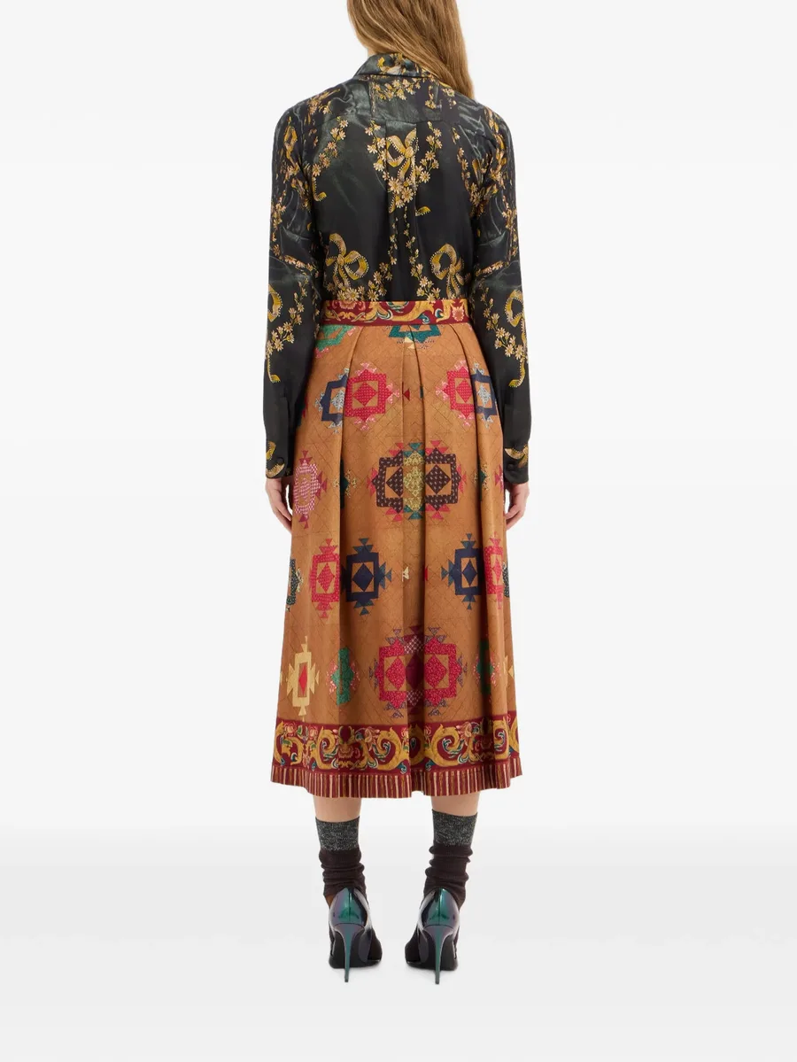 Beatex geometric-motif pleated midi skirt 4