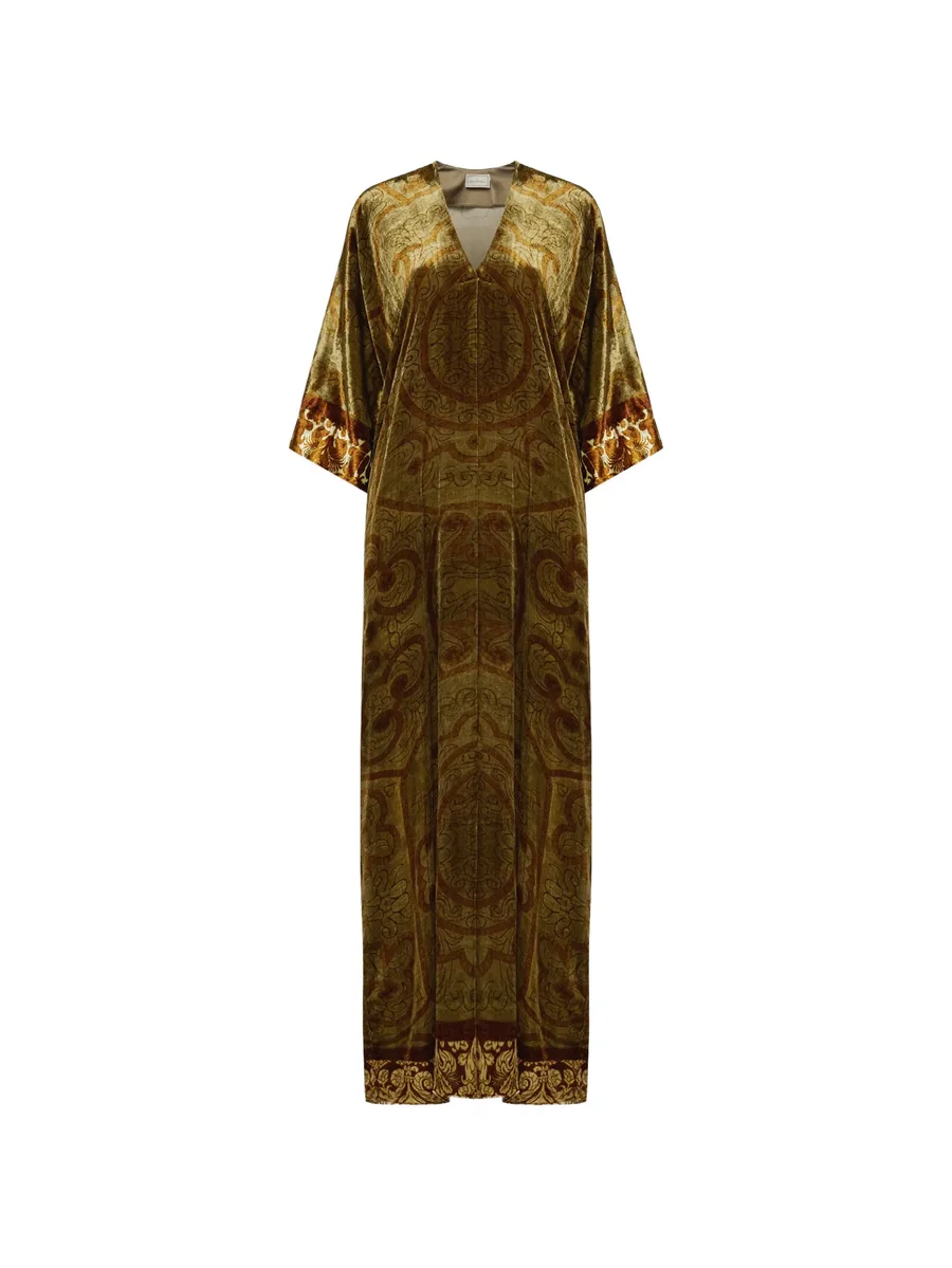 Kanada baroque-motif V-neck maxi dress 1