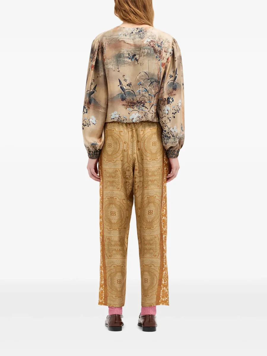 Aloe baroque-pattern straight-leg trousers 4