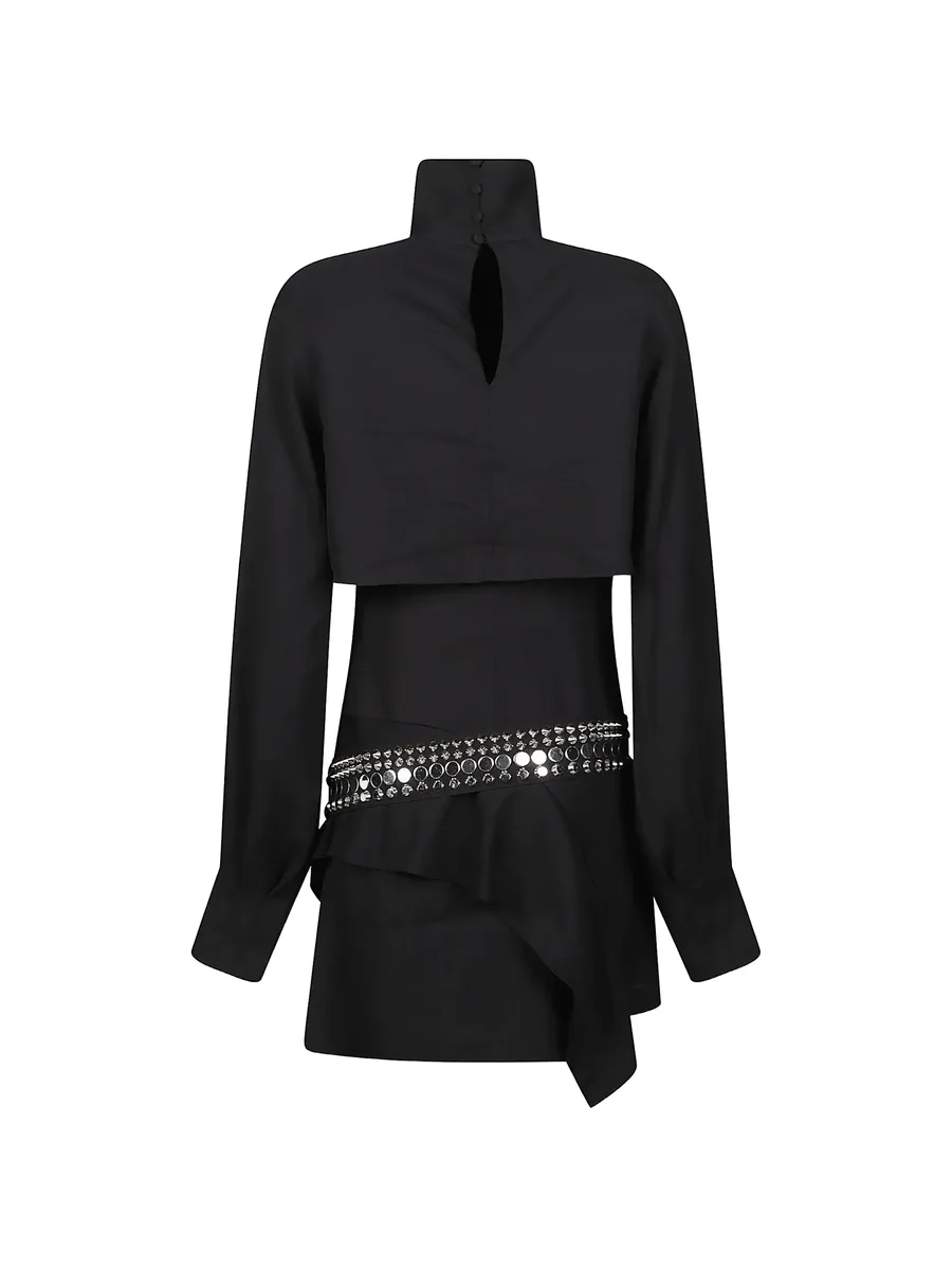 studded layered-detail midi dress 2