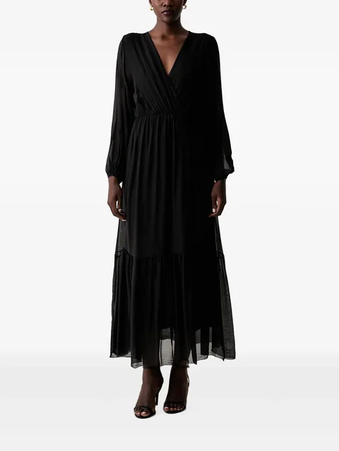 wrap-style tiered dress
