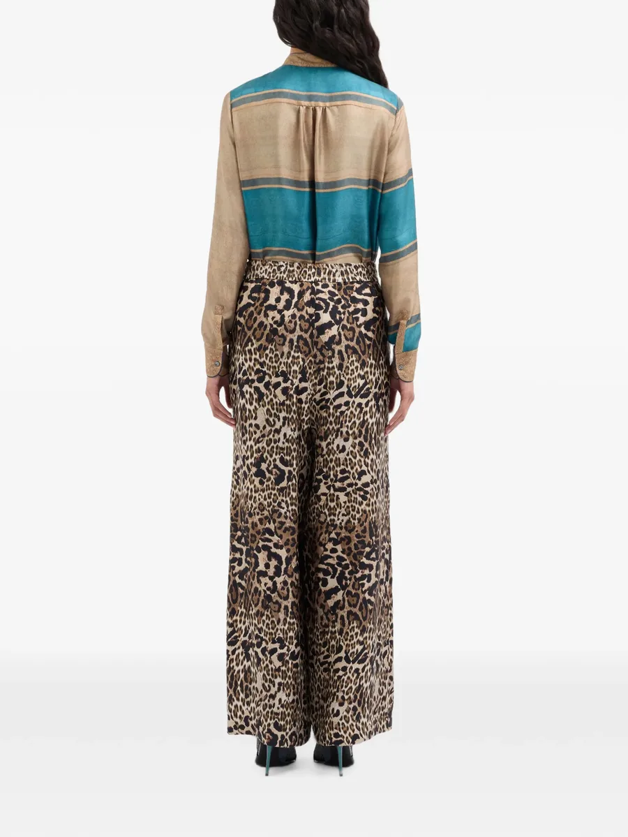 Aloe leopard-print silk palazzo pants 4