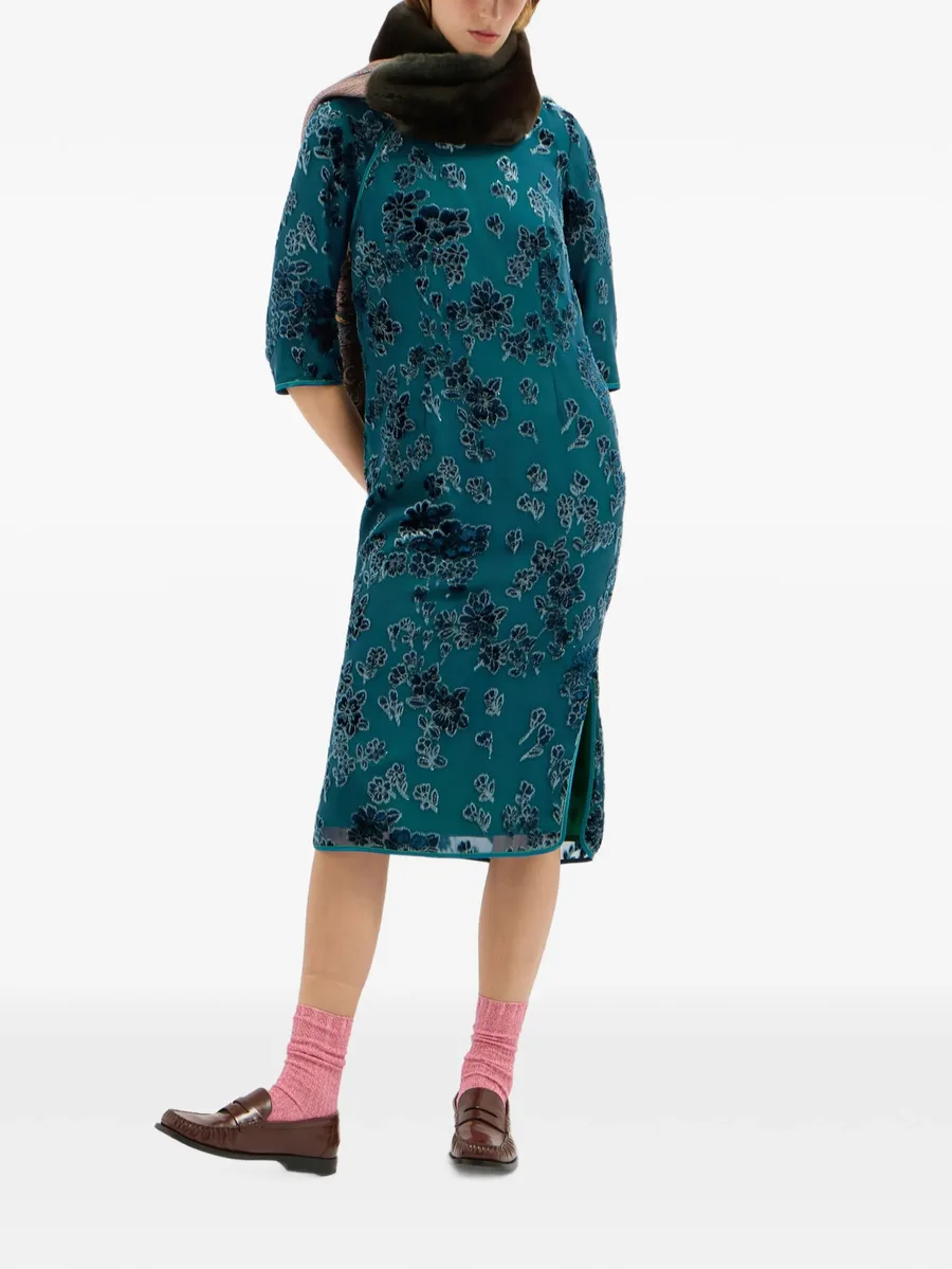 VEFIO floral-velvet midi dress 4
