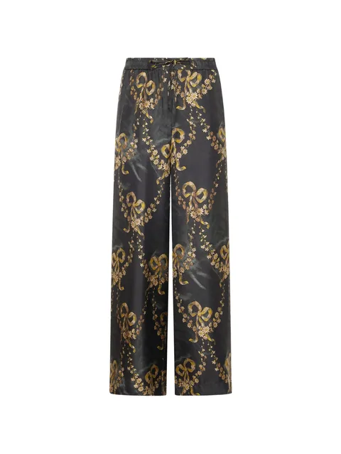 Aloe floral-print silk palazzo pants