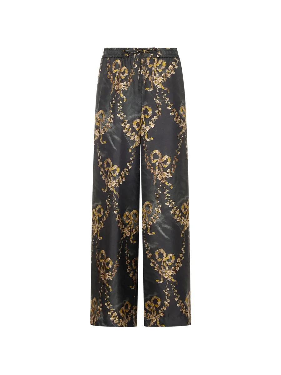 Aloe floral-print silk palazzo pants 1
