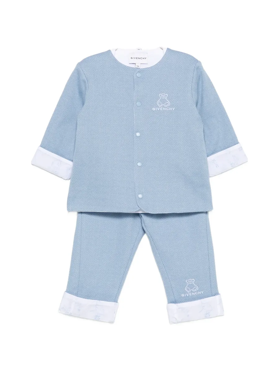 teddy bear-print herringbone babywear set (set of three) 1