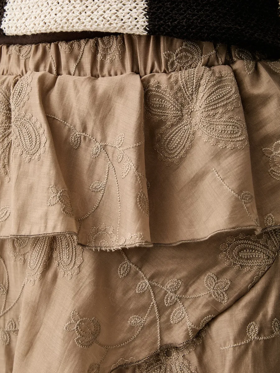 embroidered ruffled mini skirt 4