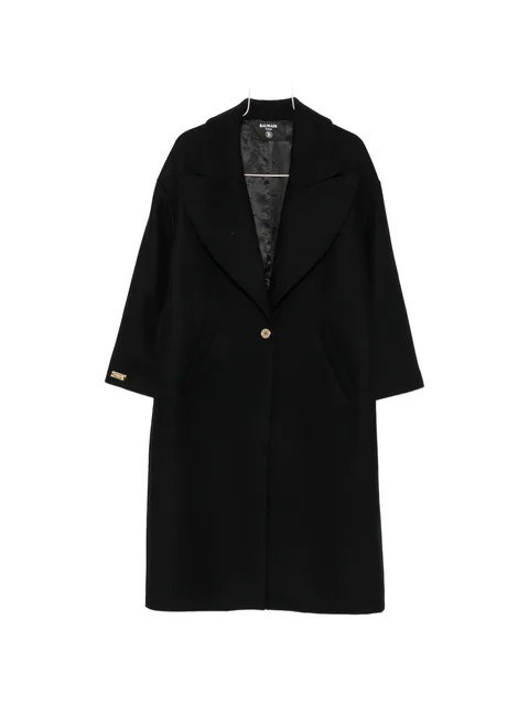 logo-plaque button-fastening coat