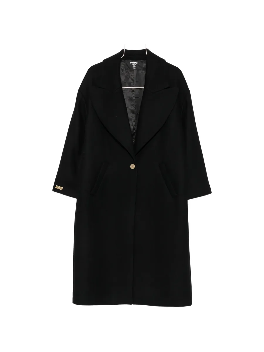 logo-plaque button-fastening coat 1