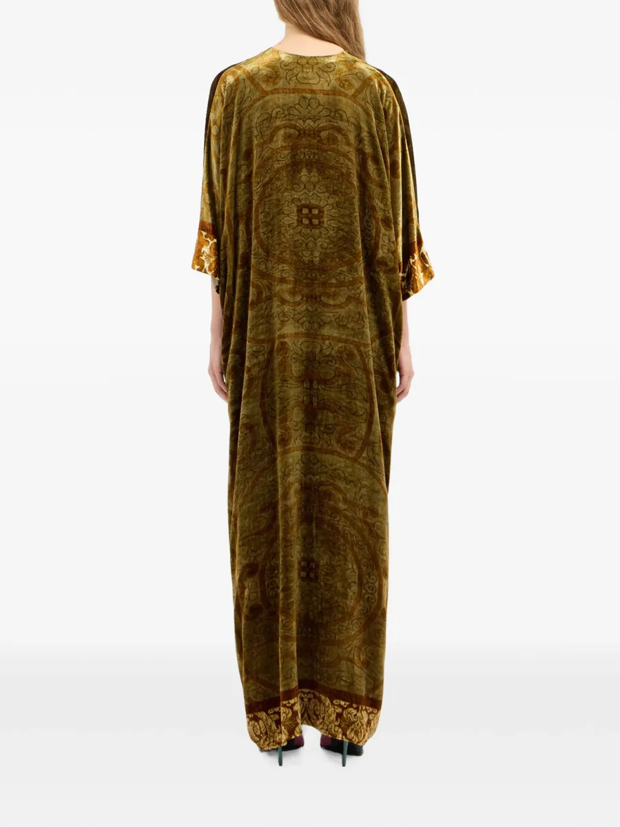 Kanada baroque-motif V-neck maxi dress 4