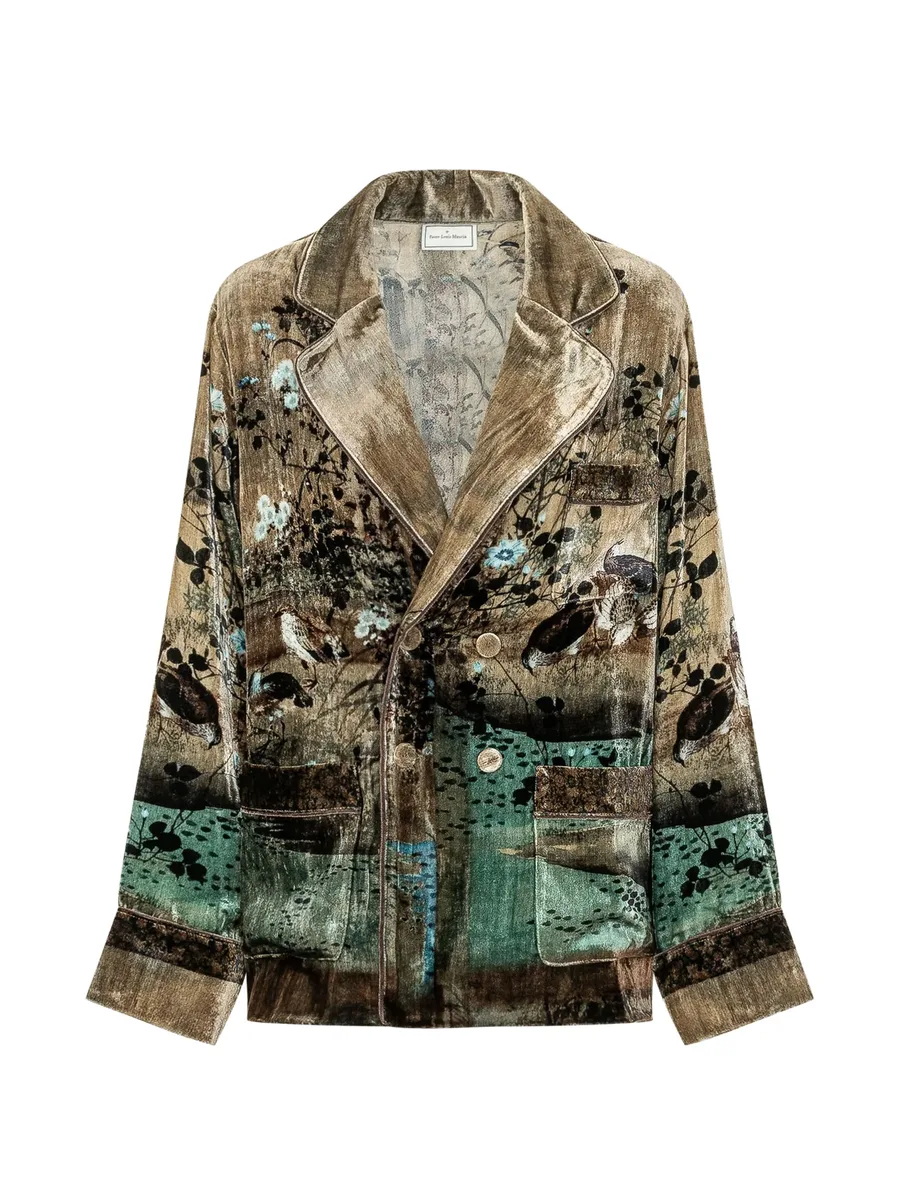Kanpur graphic-print double-breasted blazer 1