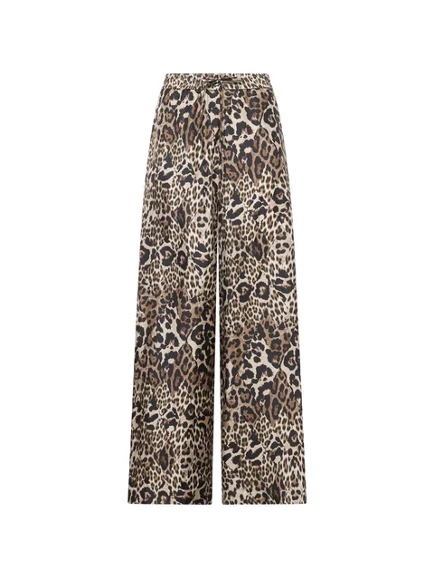 Aloe leopard-print silk palazzo pants