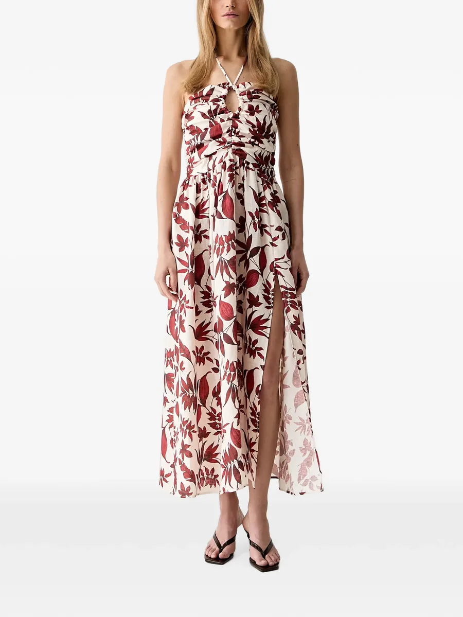 floral-print ruched maxi dress 1