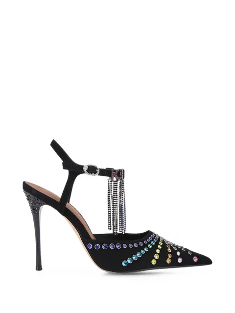 Crystal point-toe pumps