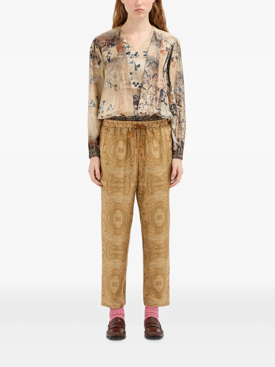 Aloe baroque-pattern straight-leg trousers 2