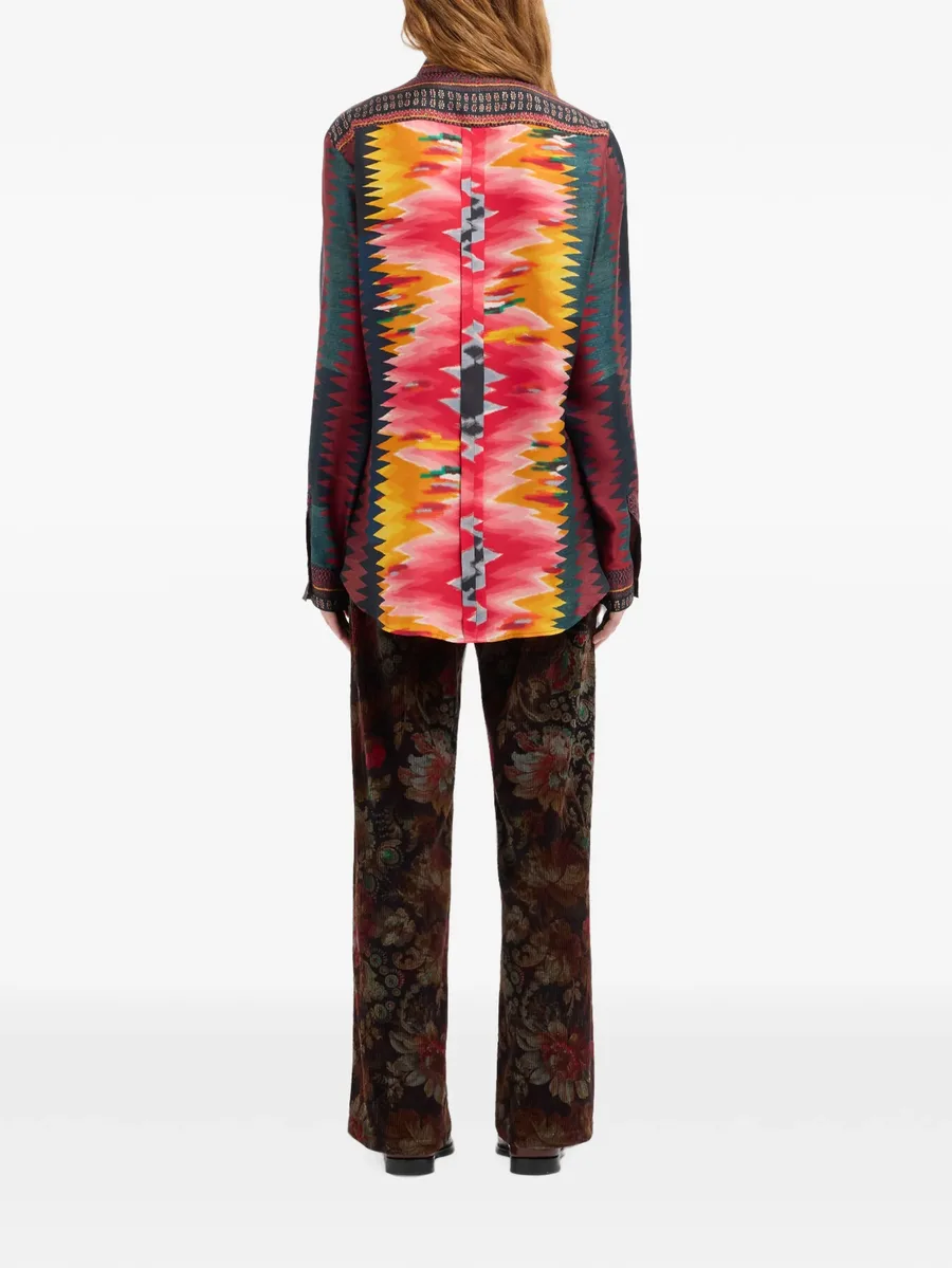 Aloe geometric-print silk shirt 4