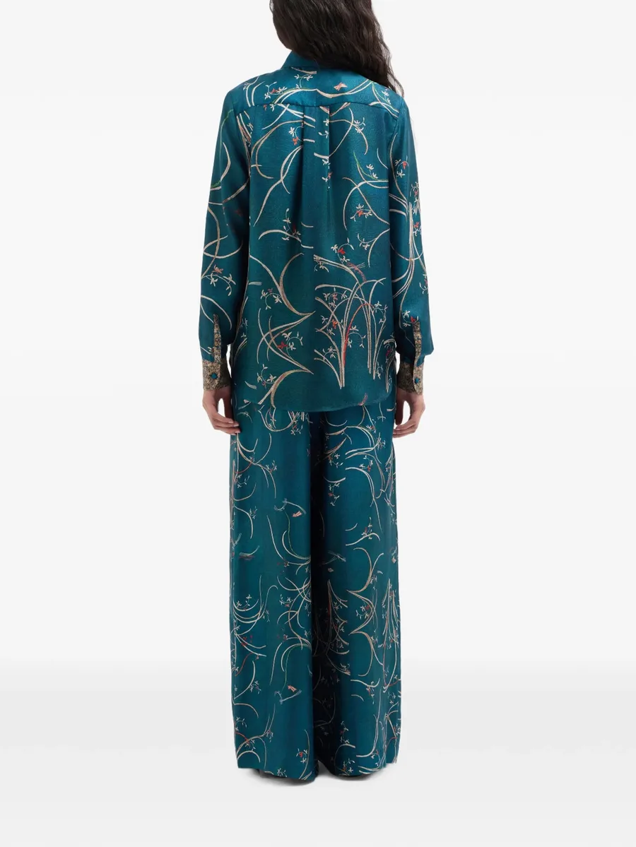 Aloe botanical-print silk shirt 4