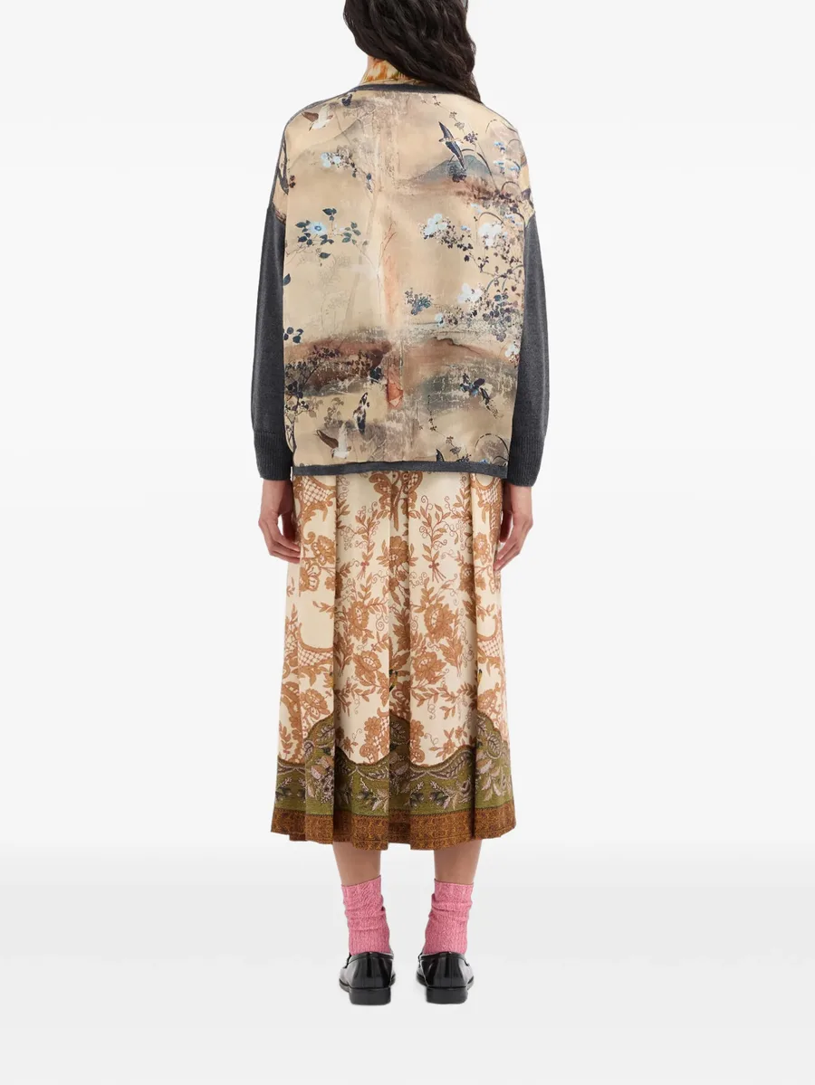Tricot landscape-print V-neck cardigan 4