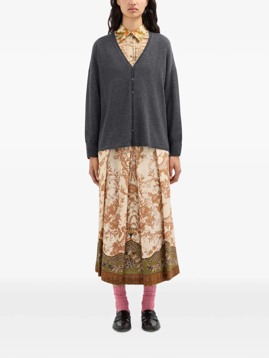 Tricot landscape-print V-neck cardigan 2