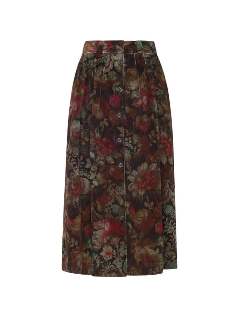 floral-print corduroy skirt