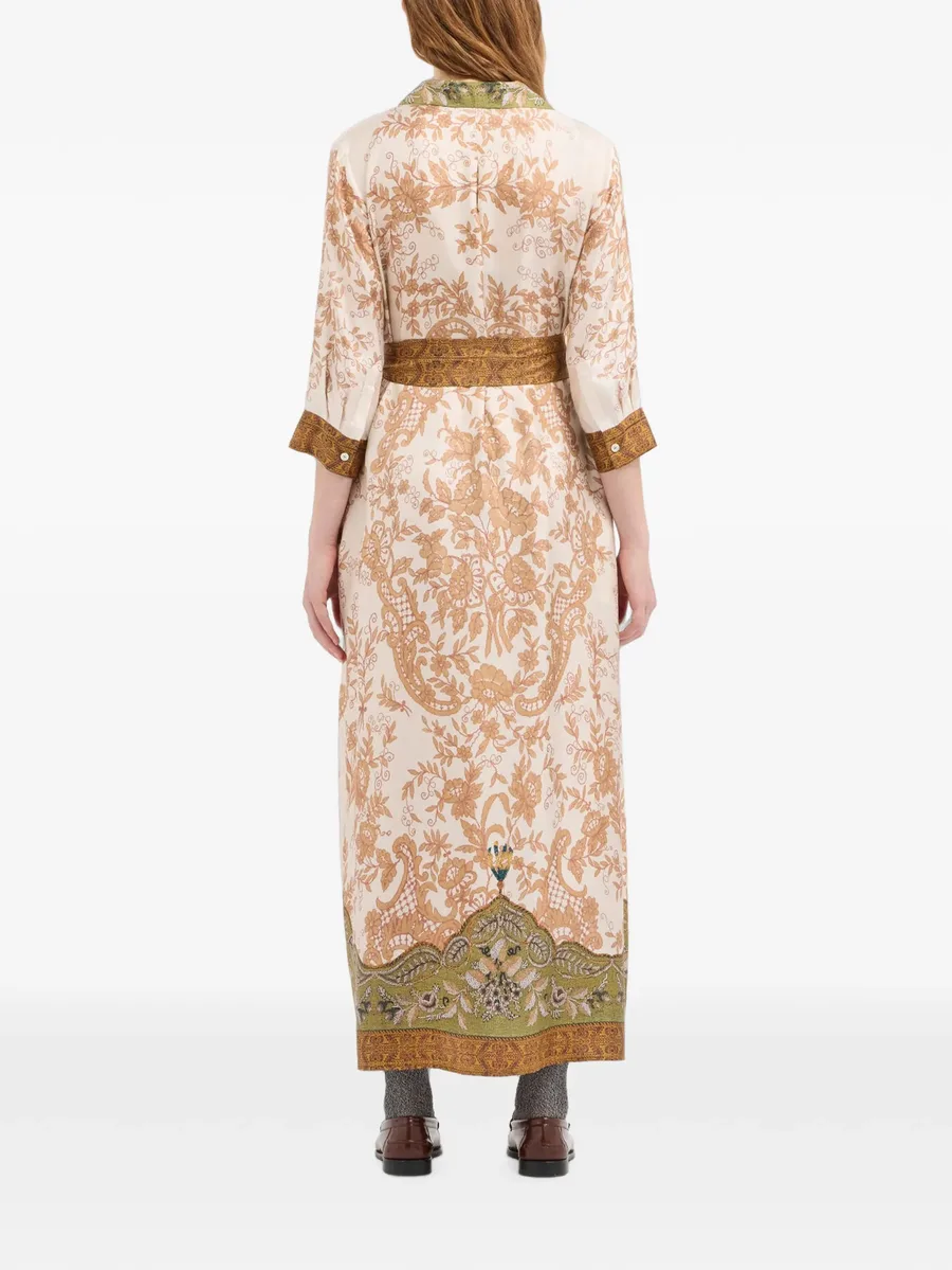 Aloe floral-print silk maxi shirt dress 4