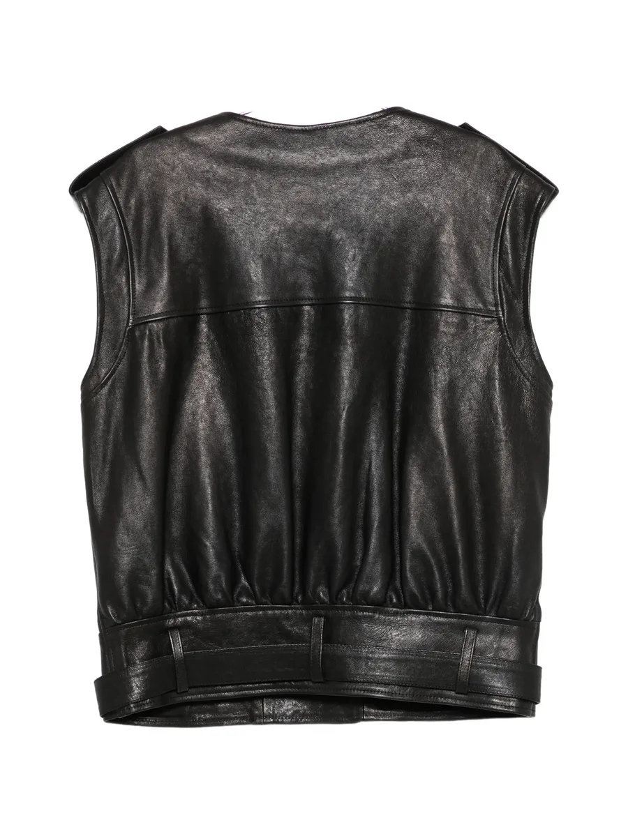 biker-style leather gilet 2