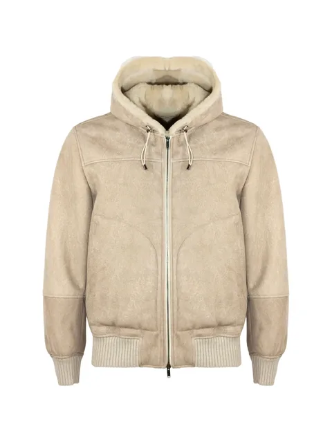 suede hooded jacket