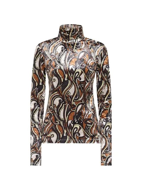 Ranat swirl-motif turtleneck top