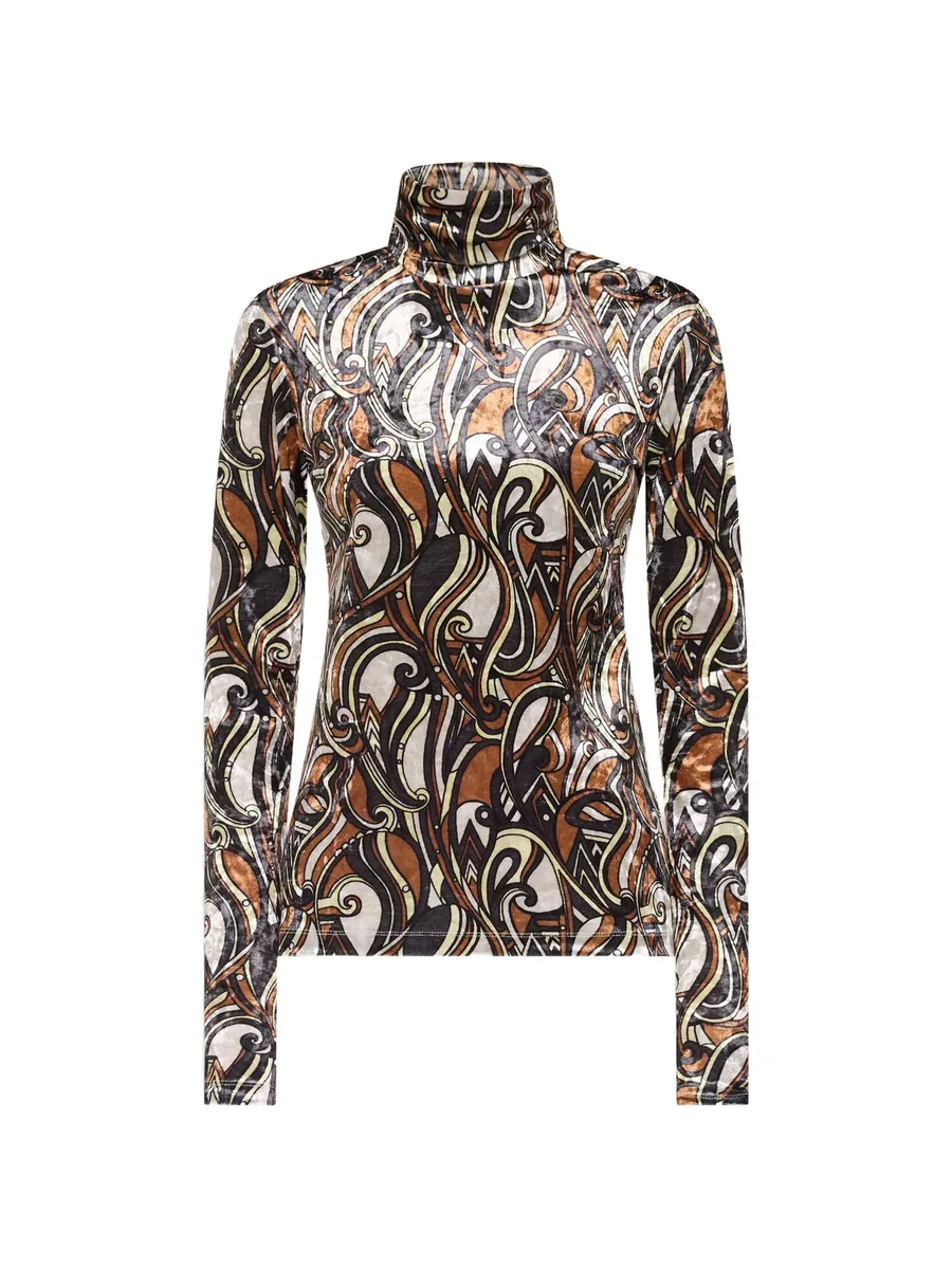 Ranat swirl-motif turtleneck top 1